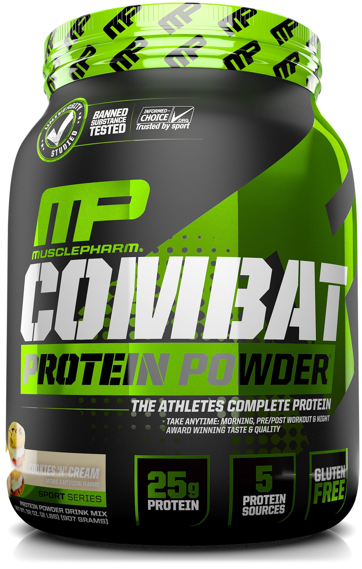 MusclePharm Combat Protein Powder, Cookies N' Cream, 25g Protein, 2 Lb