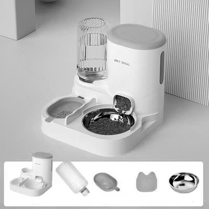 Pet Automatic Feeder 2 in 1 Dog Cat Food Container Water Fountain Large Capacity Stainless Steel Pet Feeding Bowl Pet