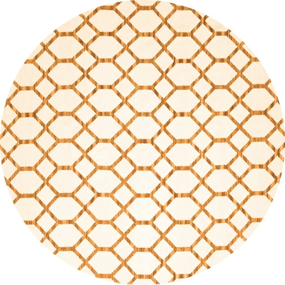 Ahgly Company Indoor Round Trellis Orange Contemporary Area Rugs, 4' Round