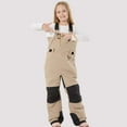 thumbnail image 2 of Letdown Kids Snow Bibs - Girls Boys Snow Pants Ski Bib Overall Waterproof_Windproof Warm for Toddler Little Big Kid Unisex Ski Pants (#02-Khaki,11-12 Years), 2 of 7