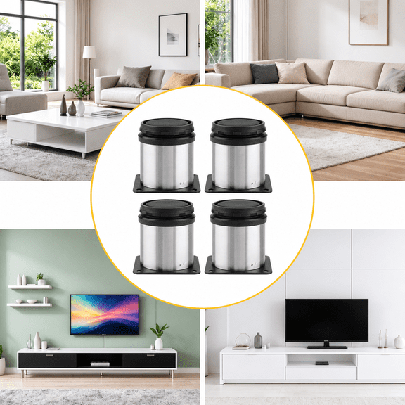 4 Pack Height Adjustable Metal Furniture Leveling Legs, Anti-Slip Stainless Steel Table Cabinet Replacement Feet