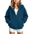 thumbnail image 2 of Boys Fashion Hoodie Jackets Casual Loose Fit Long Sleeve Lightweight Kids Zip Up Sweatshirt Navy 12 Years, 2 of 9