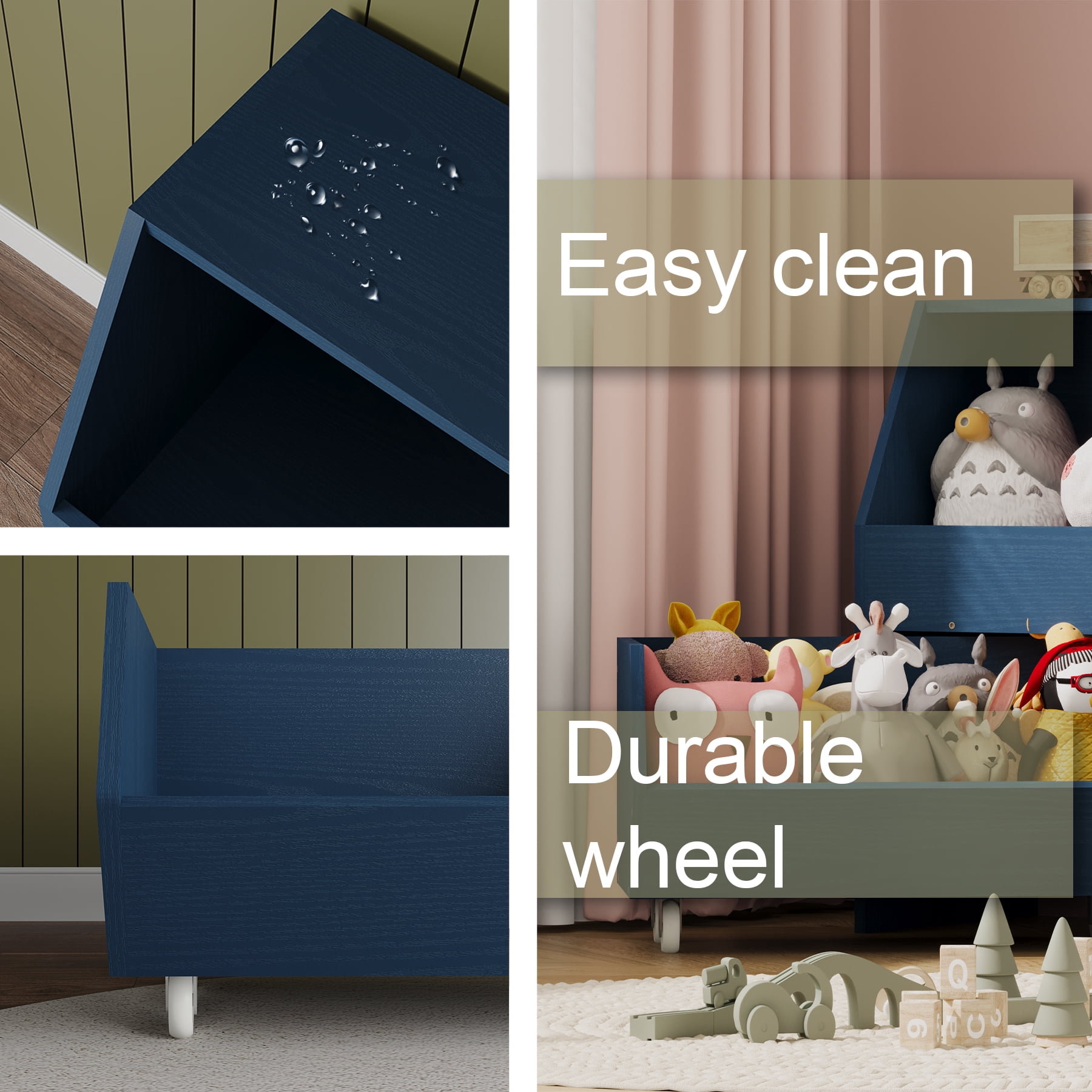 Toy Storage Organizer, Kids Bookcase and Storage Bin, Children Toddler Storage Carbinet with Moveable Drawers for Playroom, Bedroom, Nursery