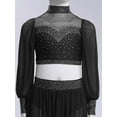 thumbnail image 5 of Doomiva Ballet Dance Crop Top for Girls Sparkly Gymnastics Shirt Cutout Back Lyrical Dance Tops Black 16, 5 of 7