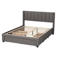 thumbnail image 4 of Baxton Studio Coronado Mid-Century Modern Transitional Grey Fabric Full Size 3-Drawer Storage Platform Bed, 4 of 13