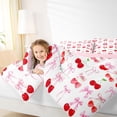 thumbnail image 3 of Erosebridal Pink Bowknot Full Size Comforter Sets For Girls,Red Kawaii Cherries Bedding Sets For Kids,Pink Reversible,3 Pieces, 3 of 7