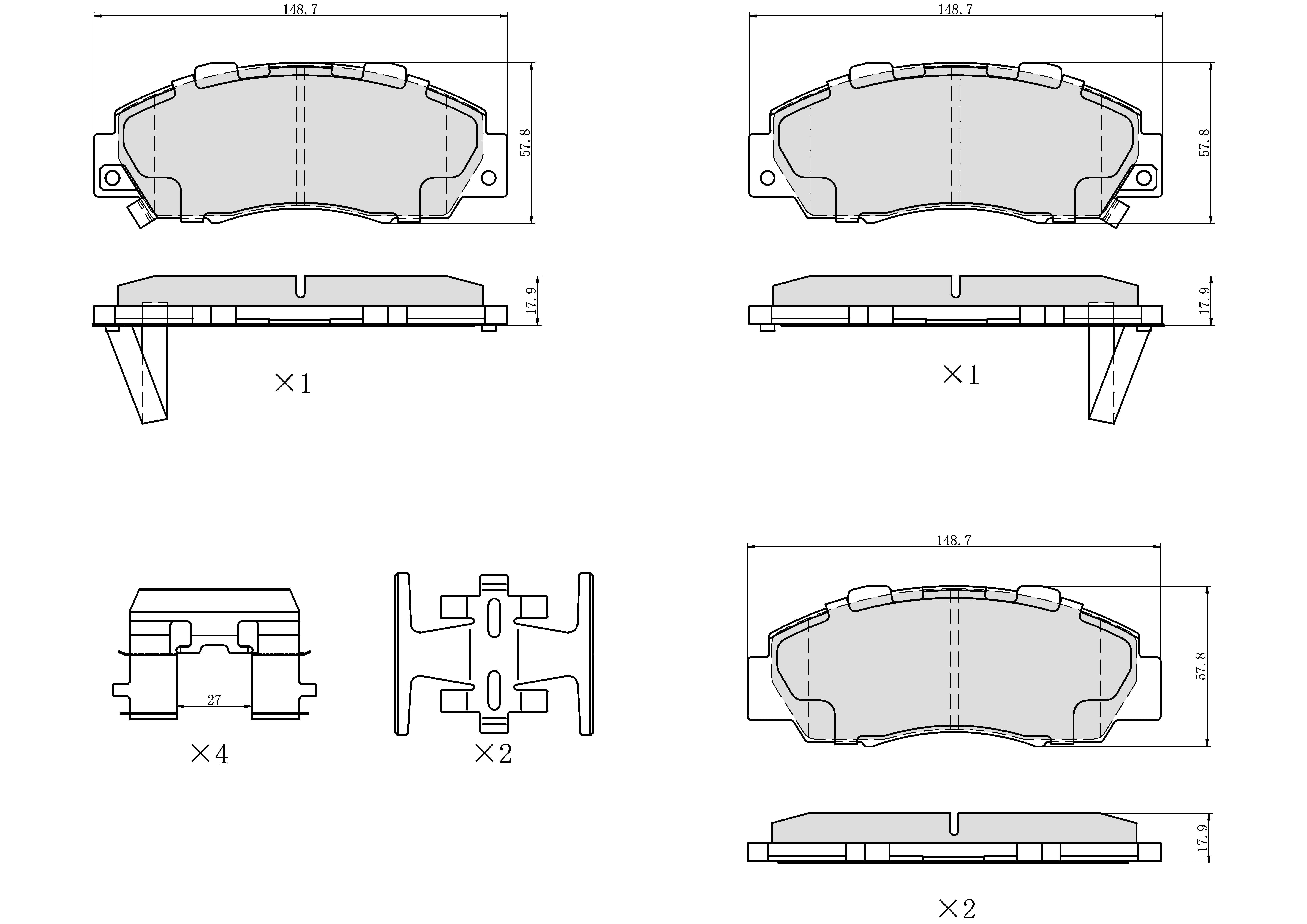 UltraHC 700 Brake Pad Set, Front HC7.0503.0.C, Honda Accord 2002-1991