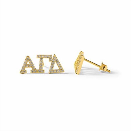 Sorority Shop Alpha Gamma Delta Earrings — AGD 18K Gold Plated Sorority Gifts Earrings, Long-Lasting Alpha Gamma Delta Gifts for Women