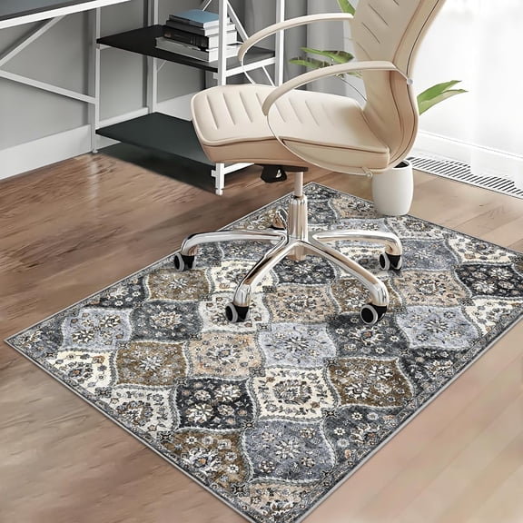 Office Chair Mats for Hardwood Floor, 48"X60" Desk Chair Mat for Hard Floor, Gaming Computer Chair Mat Office Rug for Rolling Chairs, Low Pile Carpet Under Chair Floor Protector, Trellis