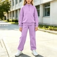 thumbnail image 4 of ITSAME Girls Outfit 2-Piece Half Zip Mock Neck Sweatshirt and Sweatpants Fall Winter Athletic Casual Set Size 10, 4 of 7