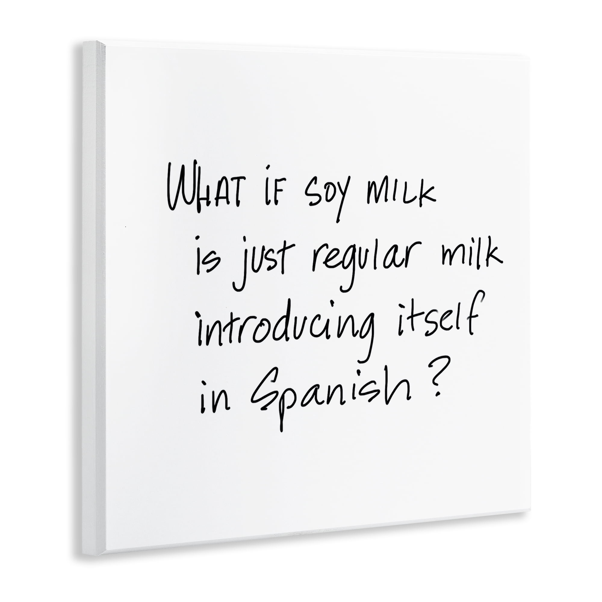 Stupell Industries Soy Milk in Spanish Food & Beverage Painting Unframed Art Print Wall Art, 12 x 12