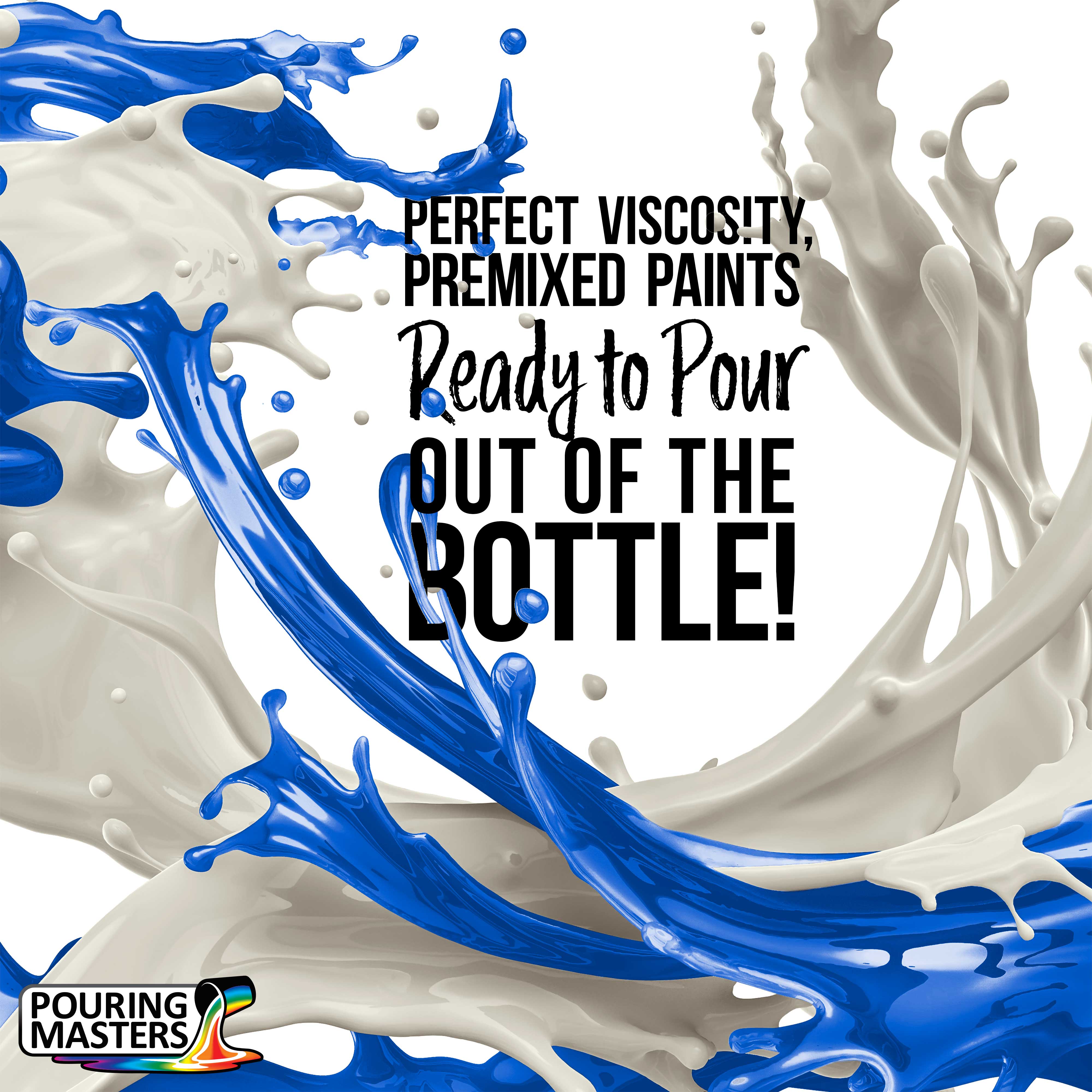 Pouring Masters 16-Color Ready-to-Pour Acrylic Pouring Paint Set, with Silicone Oil & Gloss Medium, 8oz Bottles, Pour Paint Supplies for Canvas & Crafts