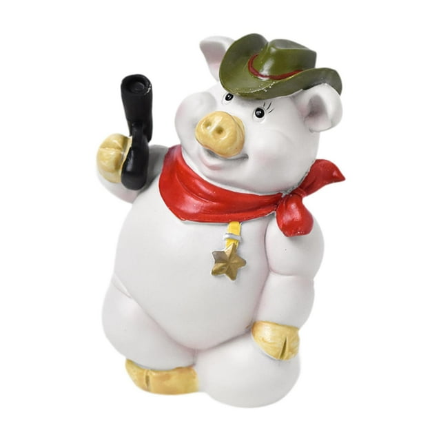 Alcancía de cerdo, estatua de cerdo, hucha para niños, adorno de resina para cumpleaños Sombrero verde
