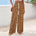 thumbnail image 3 of Women's Leopard Printed Wide Leg Lounge Pants Lightweight High Waisted Y2k Baggy Long Palazzo Drawstring Loose Fit Trousers with Pockets XL, 3 of 5