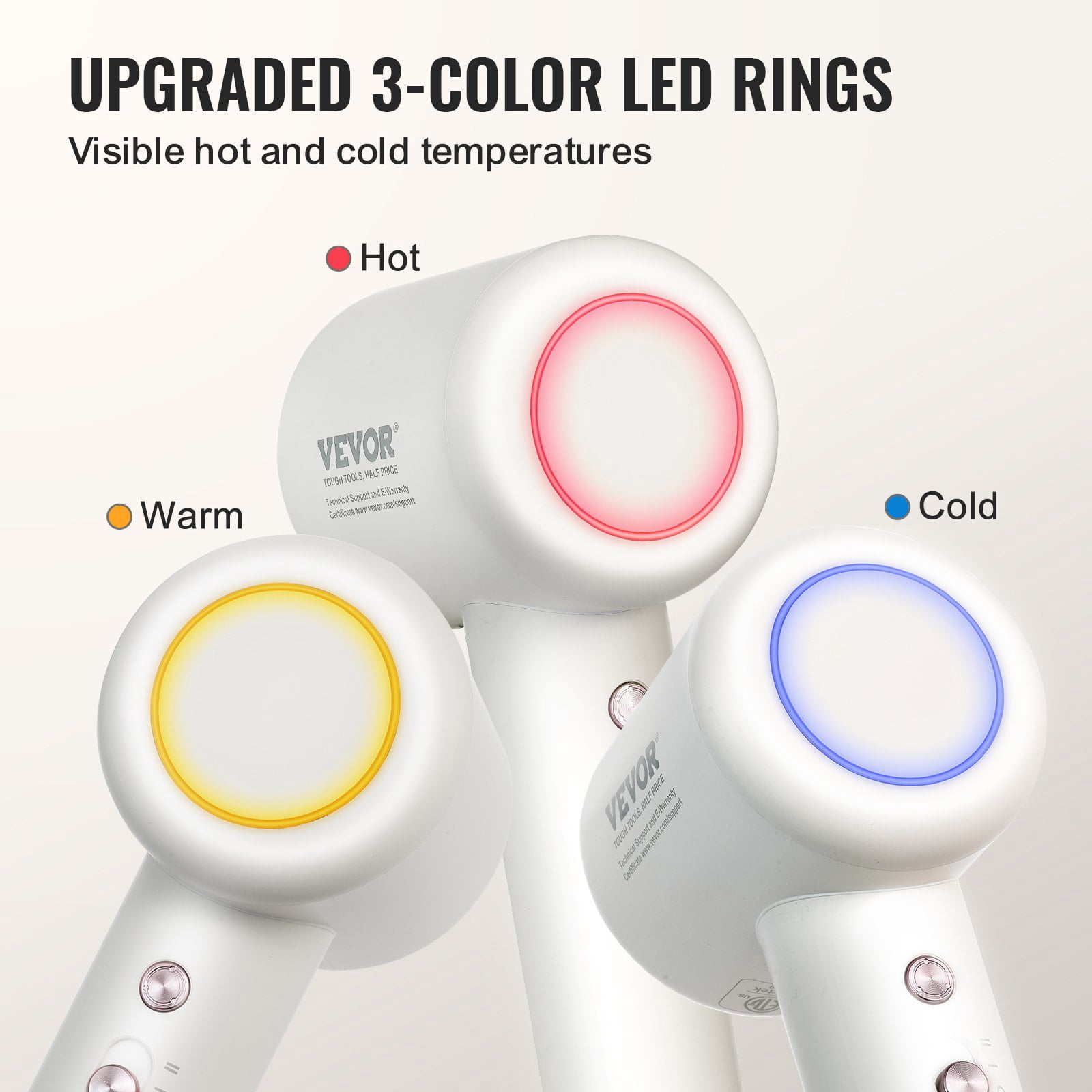 VEVOR Advanced Ionic Hair Dryer, 102000 RPM with 200 Million Negative Ions, 3 Temperature Settings & 2 Speeds, High-Speed Blow Dryer