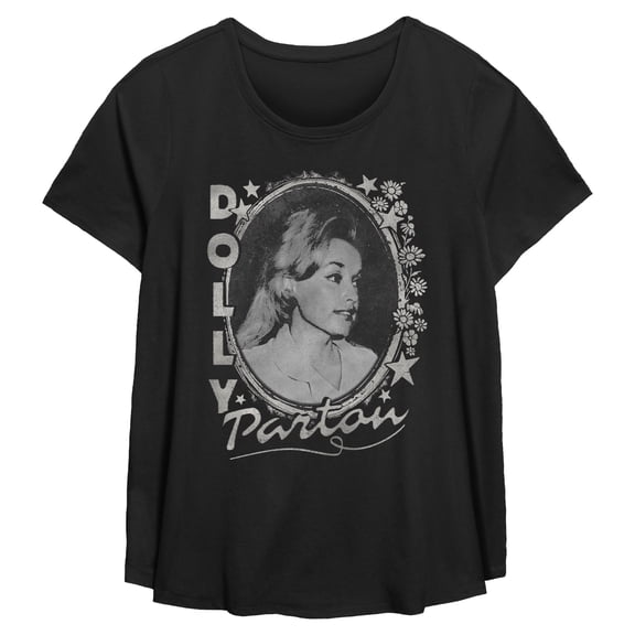 Womens Dolly Parton Distressed Stars Portrait T Shirt