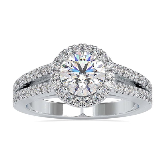 Kiva Jewel Halo Solitaire Engagement Ring - 1.77 Ct Lab Created Diamond - 14K White Gold Plated - Women's Elegant Ring - Perfect for Proposals, Anniversaries, and Birthday Gifts - Timeless Design