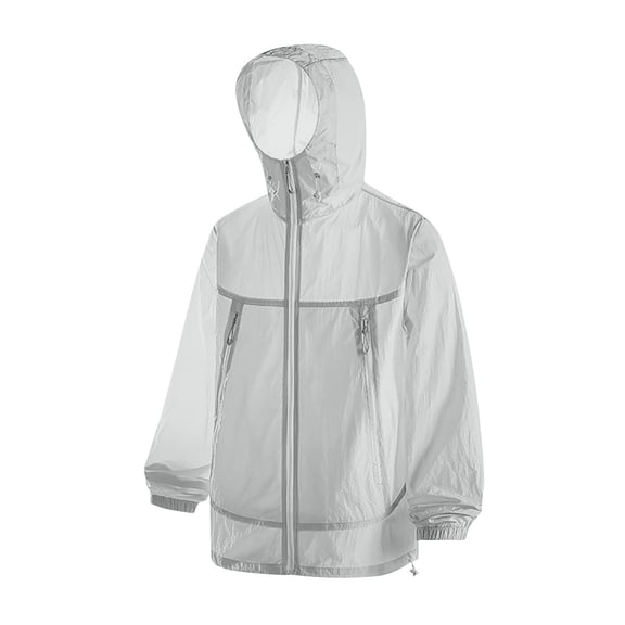 Fewfanhot Unisex Ultra Light Packable Hooded Wind Jacket, Waterproof Quick Dry Full Zip Outdoor Sun Protection Coat Zip Pockets Outerwear S-3XL