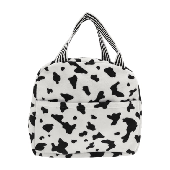 Unique Bargains 1 Pc Portable Insulated Lunch Tote for Work 9.06"x5.51"x7.87" Black White