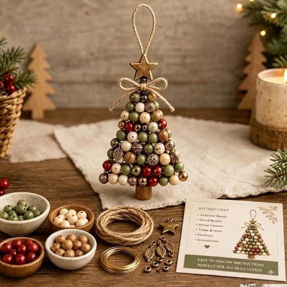 DIY Christmas Tree Beaded Ornament Kit, Beginner Friendly