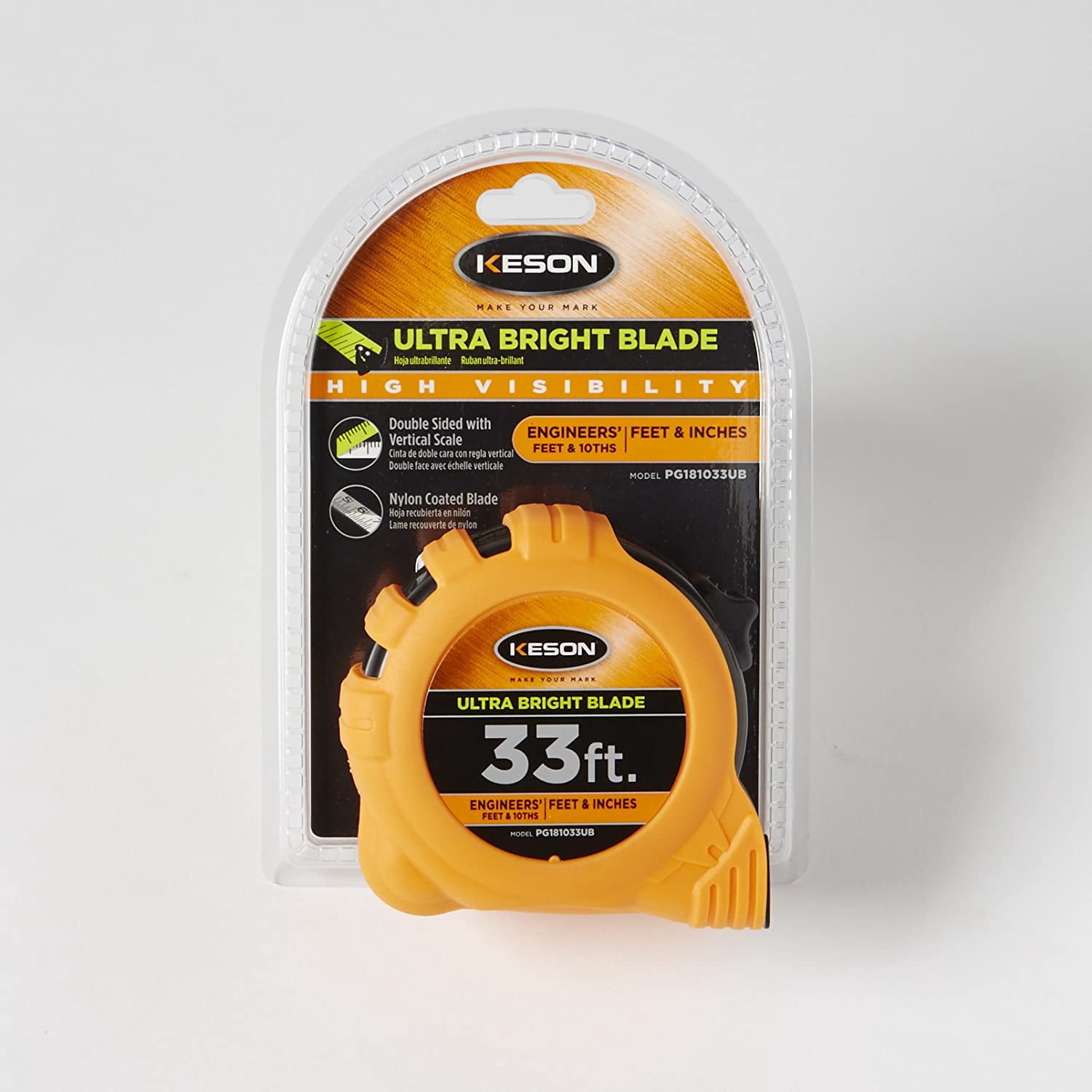 Keson 33 ft Tape Measure, 1 in Blade PG181033UB