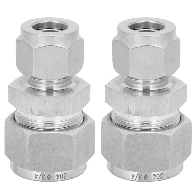 Daboolka Adaptador de tubo de compresión de 2 piezas Unión reductora de virola doble de acero inoxidable 304 recta Ф1/2-Ф3/4