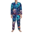 thumbnail image 3 of Uemuo Underwater Turtle Dolphin Octopus Pattern 2-Piece Loungewear Set - Men’s Soft Sleepwear, Cozy Winter PJs, Comfy Sleep Set-X-Large, 3 of 7