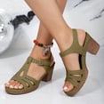 thumbnail image 2 of Mepaouo Women's Open Toe Heels Sandals Block Platform Dress Pumps Slingback Walking Shoes Green 6, 2 of 5