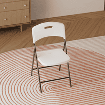 Demifill 4 Pack Folding Chairs, Heavy Duty Foldable Chair, Portable HDPE Plastic Seat with Steel Frame for Indoor Outdoor Dinning Party Wedding School Use, White