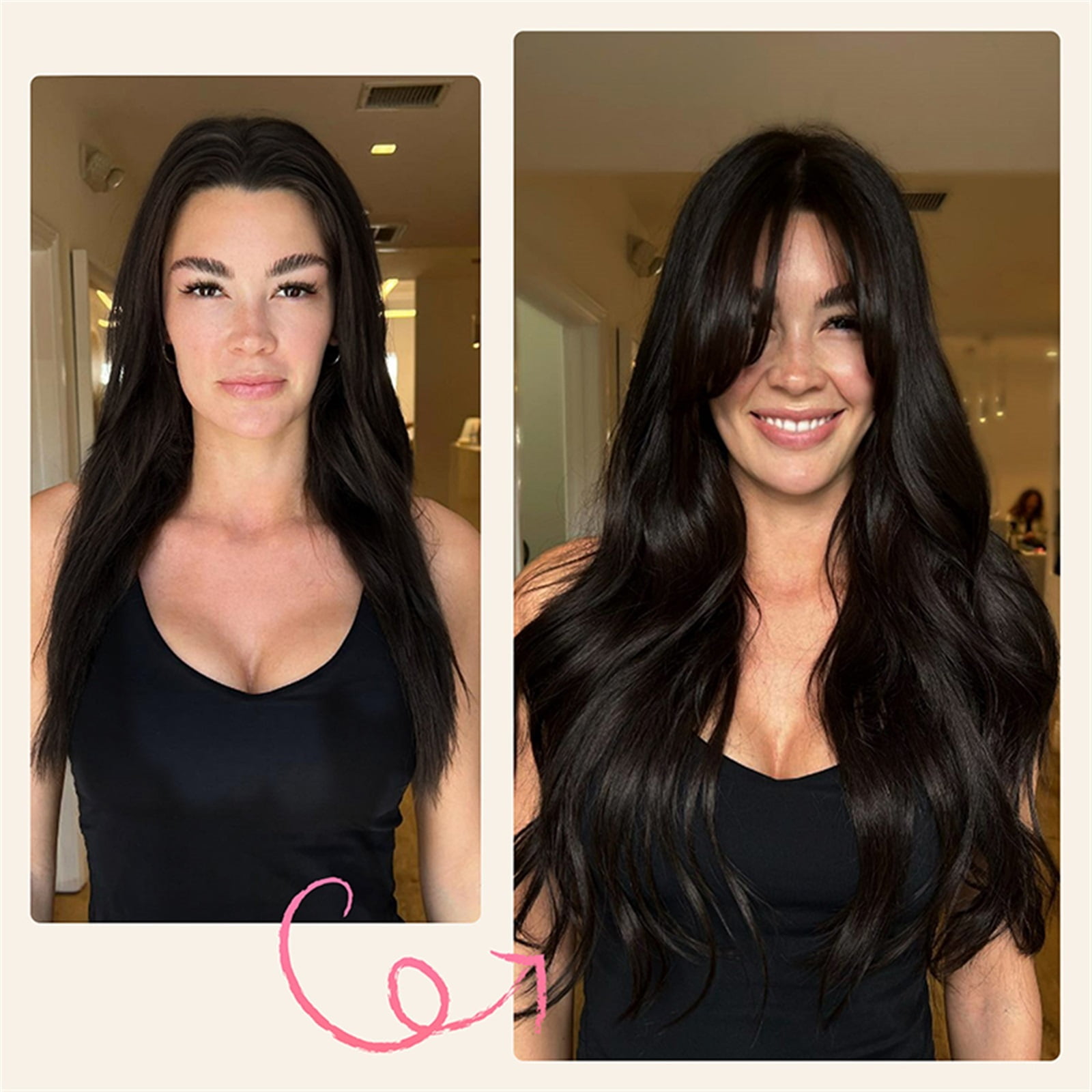 6pcs/set Clip in Synthetic Hair Extensions 22Inch Long Wavy Clip in Hair Hairpiece Heat Resistant Hair Extension Clips In Dark Brown Hairpiece for Women