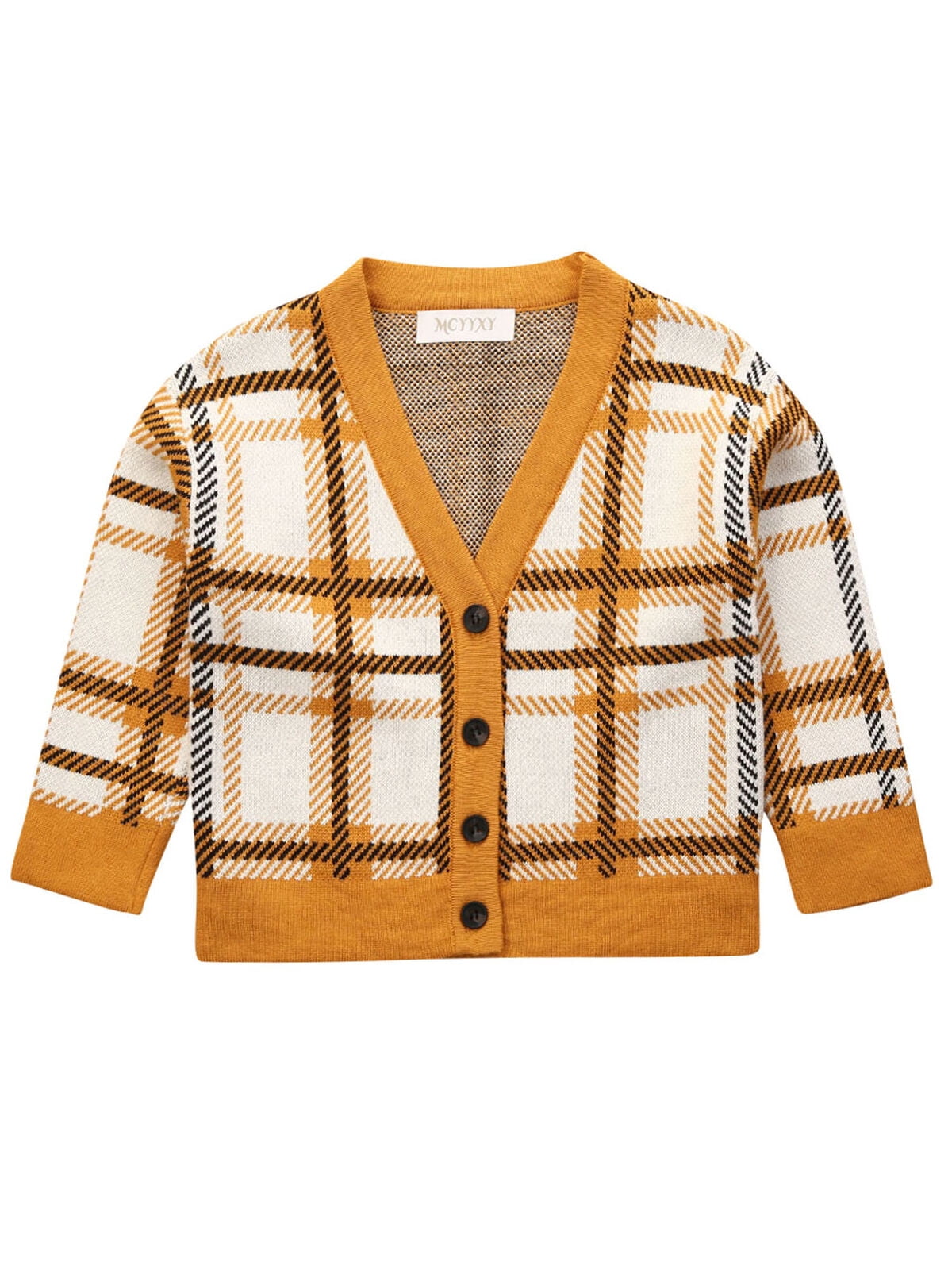 wsevypo Toddler Baby Girl Boy Kids Jacket Plaid Sweater Autumn Coat