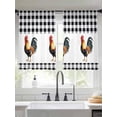 thumbnail image 3 of Black White Plaid Rooster Semi Sheer Curtains 45 Inch Length 2 Panels Set, Vintage Farmhouse Checkered Sheer Kitchen Curtain Privacy Voile Window Curtain for Living Room Bedroom Rod Pocket Drapes, 3 of 7
