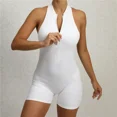 thumbnail image 3 of Mono de yoga con cremallera para mujer, mono de una pieza para entrenamiento, mallas, traje deportivo para gimnasio, ropa de ejercicio para mujer, 3 of 5