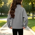 thumbnail image 6 of ATOGUTA Girls Turtleneck Sweatshirt Gray Kids Long Sleeve Half Zip Fleece Sweatshirts Casual Fashion Spring Fall Clothes Size 5T-15, 6 of 7