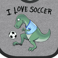 thumbnail image 4 of Inktastic I Love Soccer-Dinosaur in Blue Boys or Girls Baby Bib, 4 of 4