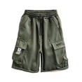 thumbnail image 6 of KeShDi Bermuda Cargo Shorts Stretch Loose Knee Shorts Sporty Casual Outdoor Elastic Waist 7" Inch Men's Solid Color Workwear Shorts Outdoor Sports Multi Pocket Five Quarter Pants Green 3X, 6 of 6