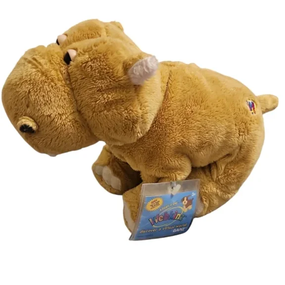 Ganz Webkinz - Brown Mud Hippo 9" Plush (NEW WEBKINZ SEALED CODE)(BONUS 1 FUN CHOPS & 1 WEBKINZ TRADING CARDS)