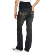 Angle View: Maternity Plus-Size Full-Panel Bling Pocket Bootcut Jeans