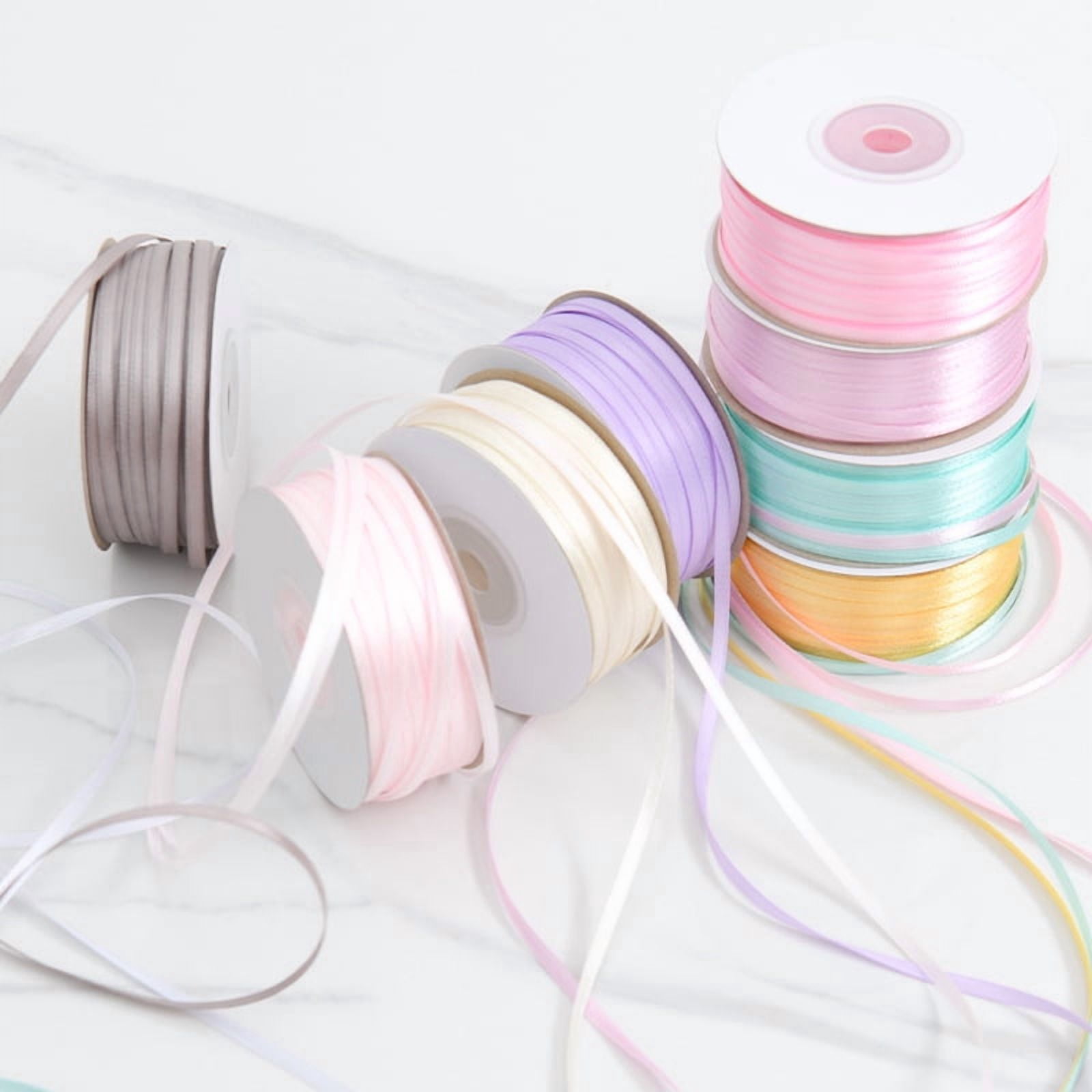 Firefly Hope 2 Roll Fade-Resistant Wrinkle-Free Sky Blue 1/8-Inch Double-Sided Satin Craft Ribbon, 500-Yard Thin Ribbon for Gift Wrapping, Party Decor, Jewelry Hanging Embellishments