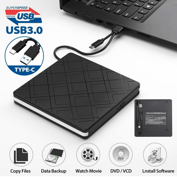 External Dvd Drive Usb 3 0 External Dvd Rw Cd Writer Drive Burner Reader Player Type C Dual Port Dvd Rw Optical Drives For Laptop Pc Windows 7 8 10 Walmart Com Walmart Com