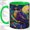 Green, variant on Stained Glass Owl Accent Mug, 11oz Ceramic Coffee Cup for Bird Lovers