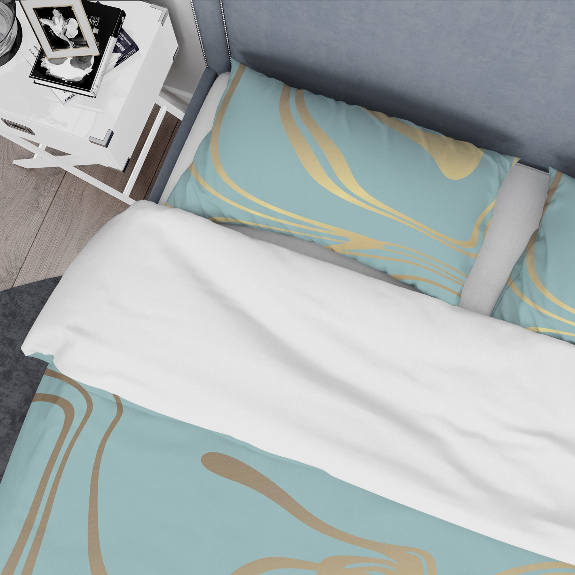 Designart 'Golden Marble Design I' Mid-Century Modern Duvet Cover Set