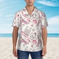 thumbnail image 2 of Honeii Romantic Travel In Paris Print Men’s Hawaiian Shirt,Classic Button-Down Short Sleeve Shirt, for Beach, Vacation, and Outdoor Activities,X-Large, 2 of 7