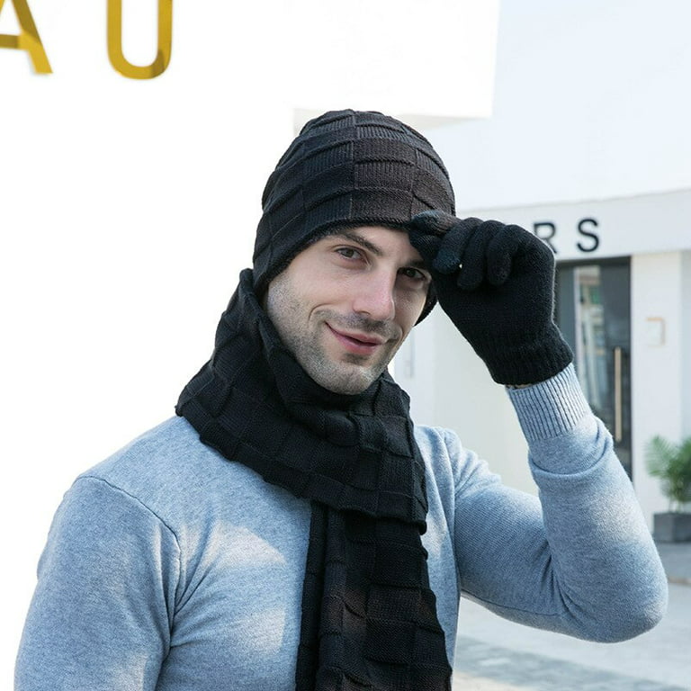New Knitted Winter Hat, Hat Men Women Hat Scarf Cap Scarf Warm Glove Sets  Male Female Hat Scarf Set 3pcs Skullies Beanies