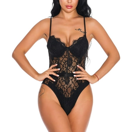 

ãTOTOãIntimates For Women Lace One-Piece Lingerie Deep V Teddy Bodysuit