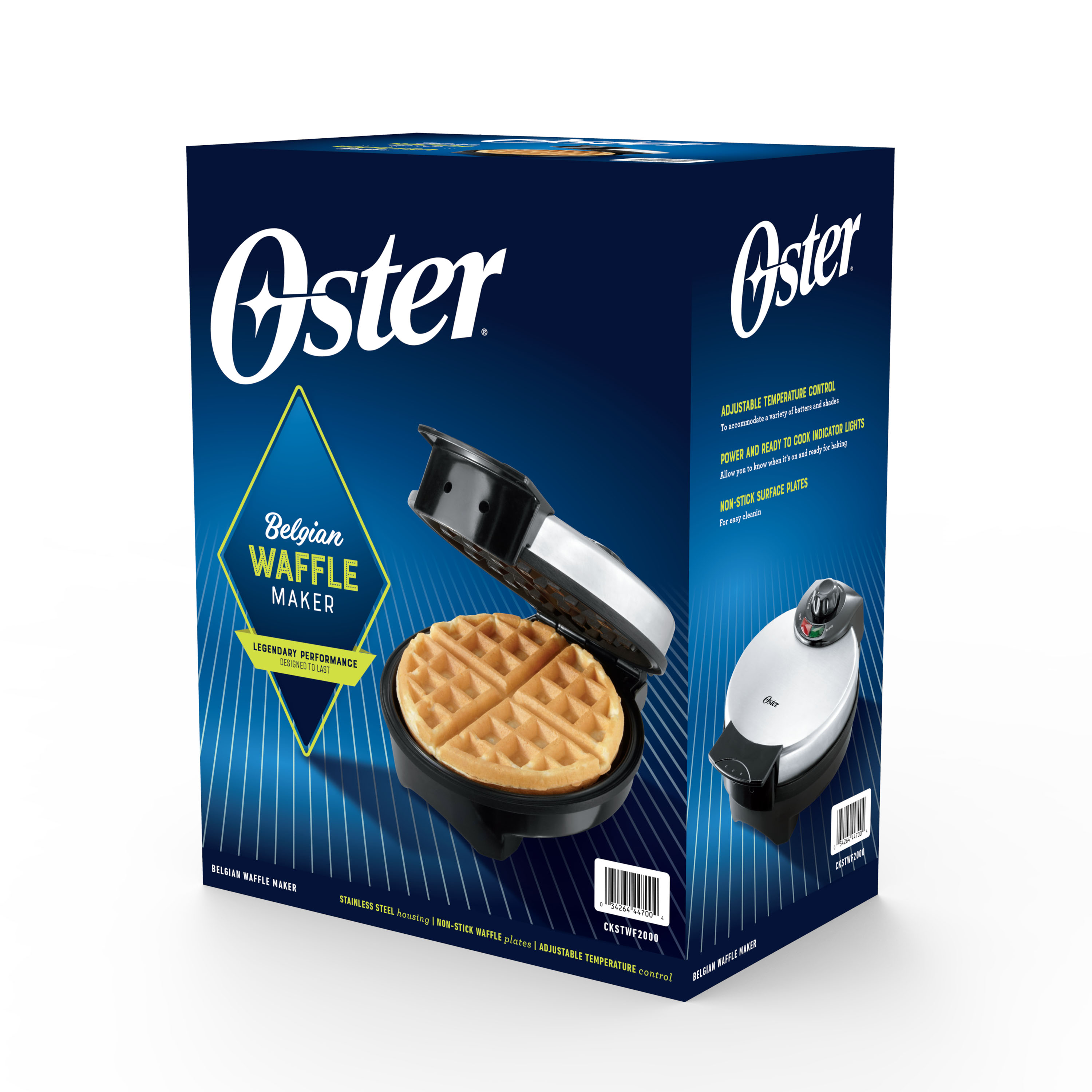 Oster 8" Nonstick Belgian Waffle Maker with Temperature Control, Silver - image 2 of 5