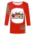 thumbnail image 4 of Pntutb - Camiseta holgada con estampado de moda para mujer, blusa de manga 3/4, cuello redondo, tops casuales Pntutb Pntutb-1822, 4 of 4