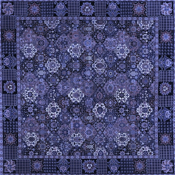 Ahgly Company Indoor Square Persian Blue Traditional Area Rugs, 5' Square