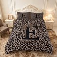 thumbnail image 3 of meiyoeat Leopard Print Bow Letter E Duvet Cover Set, Women Teens, Brown Animal Print Bedding Full, Black Reversible 3-Piece, 1 Duvet Cover and 2 Pillowcases, 3 of 6