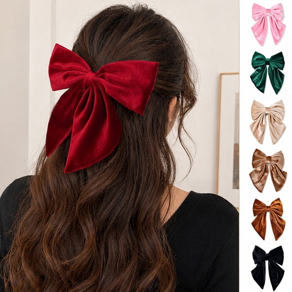 Women's Large Velvet Bow Hair Clip Vintage Big Bow Barrette Elegant Hair Accessories for Holiday Party Daily Hairstyle